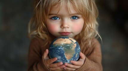 A child holds a miniature planet, reminding us of the importance of nurturing the Earth and promoting sustainable practices for a better future