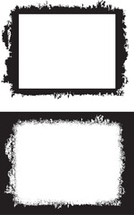 black and white border set, black and white grunge  frames set, a black and white grunge photo frame set vector design, vintage black and white frames with grunge paint,