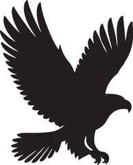 Eagle Silhouette Vector Art on White Background - Majestic Bird of Prey Icon Design

