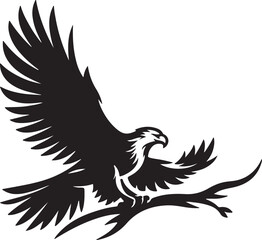 Fototapeta premium Eagle Silhouette Vector Art on White Background - Majestic Bird of Prey Icon Design