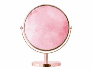 Fototapeta premium Soft Pastel Watercolor Makeup Mirror with Minimalist Design Isolated on a Clean White Background for Beauty Cosmetic and Lifestyle Concepts