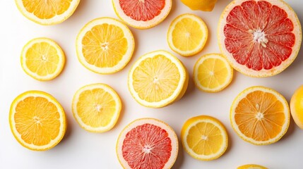 Sliced Citrus Fruits with White Background