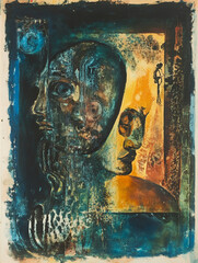 Fototapeta premium A Painting, Abstract art, Mind, Human face.