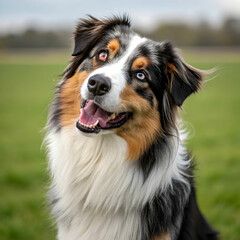 Fototapeta premium The Australian Shepherd is an intelligent, energetic breed known for its herding abilities.