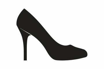 shoe high heel vector silhouette, woman high heel icon	