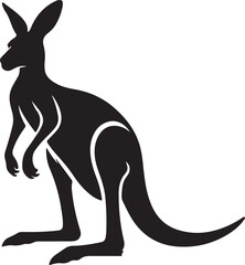 Kangaroo Silhouette Vector Art on White Background - Iconic Australian Animal Design

