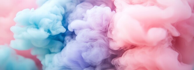 Fototapeta premium Colorful pastel smoke background. Abstract pink, blue, and purple color clouds. Fantasy fog texture for design