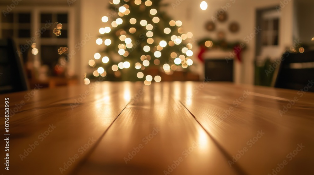 Poster a wooden table is in the foreground, with the grain of the wood visible. in the background, a christ