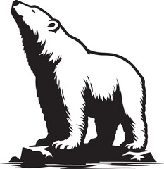 Polar Bear Silhouette Vector Art on White Background - Majestic Arctic Animal Icon Design

