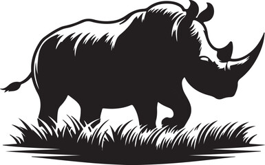 Rhinoceros Silhouette Vector Art on White Background - Mighty Wildlife Animal Icon Design

