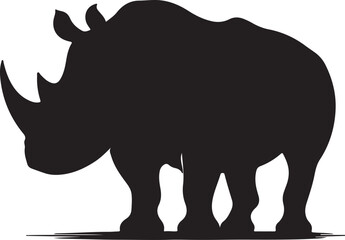 Rhinoceros Silhouette Vector Art on White Background - Mighty Wildlife Animal Icon Design

