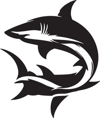 Fototapeta premium Shark Silhouette Vector Art on White Background - Powerful Ocean Predator Icon Design