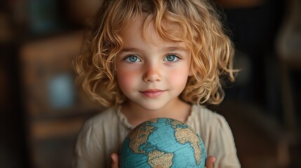 A close-up of a child holding a paper globe, representing the future of Earth and environmental stewardship