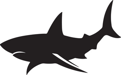 Fototapeta premium Shark Silhouette Vector Art on White Background - Powerful Ocean Predator Icon Design