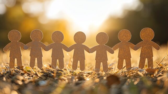 A close-up of hands holding paper figures representing community and support