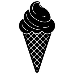 Ice cream cone silhouette vector, ice cream cone icon, Soft ice cream