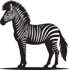 Obraz premium Zebra Silhouette Vector Art on White Background - Striped Wildlife Animal Icon Design