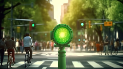 Awesome Green traffic light for bikes, gives cyclists priority