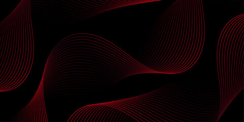 Naklejka premium Abstract background with lines and waves. Medium banner size. Element for design. Vector background for brochure, booklet, flyer, poster. Red and black gradient. Black Friday banner