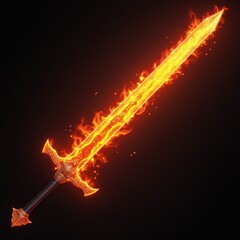 Fiery Inferno: Abstract Black Background with Blazing Red and Orange Flames sword