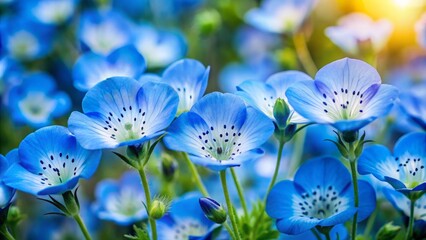 Stunning Product Photography of Beautiful Blue Nemophila Blooms in Springtime, Showcasing Nature's Vibrant Colors and Delicate Petals for Floral Enthusiasts and Decor Lovers