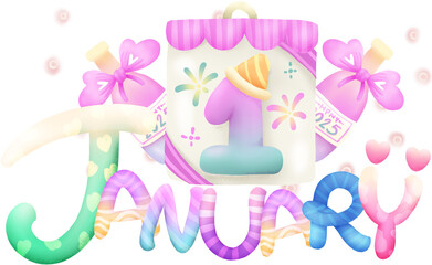 Happy new year watercolor elements