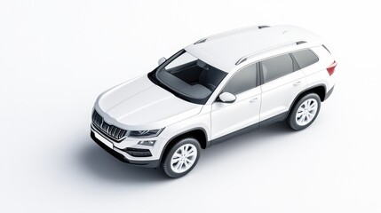 Fototapeta premium Realistic White SUV on Isolated Background