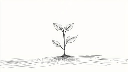 Obraz premium One-line drawing of a seed sprouting into a plant