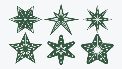 Obraz premium Collection of Various Christmas Star Vector Illustrations, Perfect for Holiday Decor, Greeting Cards, and Festive Designs in a Variety of Styles and Patterns