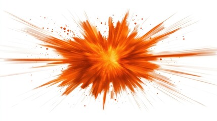 A vibrant explosion graphic with dynamic splashes and streaks of orange and yellow.