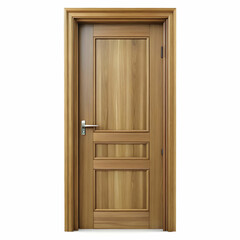 A rustic wood door isolated on a white background, showcasing its natural grain and texture.
