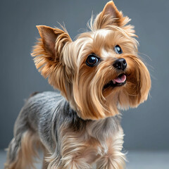 The Yorkshire Terrier, or Yorkie, is a small, energetic dog known for its silky coat.