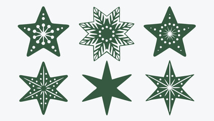 Obraz premium Collection of Various Christmas Star Vector Illustrations, Perfect for Holiday Decor, Greeting Cards, and Festive Designs in a Variety of Styles and Patterns