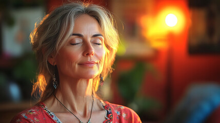 Photo of a woman practicing meditation