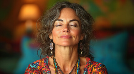 Photo of a woman practicing meditation