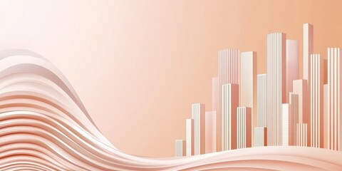 Obraz premium Abstract Modern Cityscape with Flowing Wave Patterns in Warm Tones