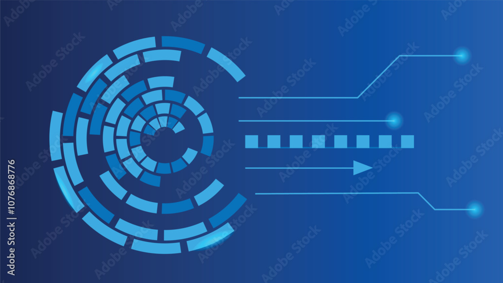Poster hi tech circular sphere mechanism modern monochrome background. technology and modern computing ui s