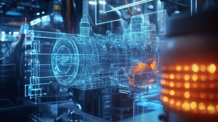 Naklejka premium Predictive maintenance tools for industrial systems with real-time data processing to prevent downtime