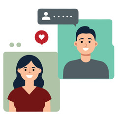 Fototapeta premium man and woman engaging with followers in comments.eps