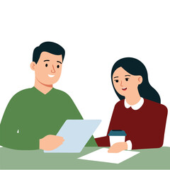 Fototapeta premium man and woman examining financial statements.eps