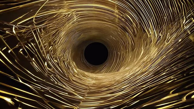 swirling gold digital particle tunnel twisting spiraling futuristic New Year&rsquo;s Eve event background video perfect special celebrations promotions abstract artistic designs motion colours dot twirling