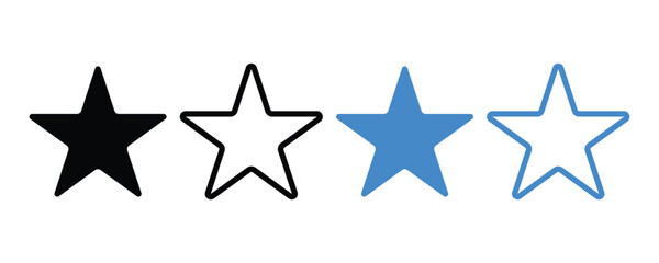 Fototapeta premium Star shape icon vector set, star basic shape icon vector flat illustration isolated on white background.