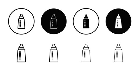 Baby milk bottle icon Thin line flat illustration