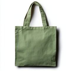 Minimalist Single Color Tote Bag Flatlay with Emphasis on Texture and Shape on White Background