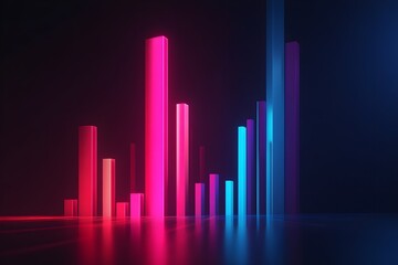 Minimalistic bar chart with two or three bars increasing in height from left to right, implying upward price trends. Monochromatic color scheme,