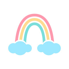 Colorful Rainbow Illustration with clouds