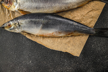 Herring fresh fish seafood pescetarianism tasty food dish fresh delicious gourmet food background on the table rustic food top view copy space top view keto and paleo diet vegetarian