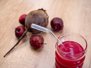 We can prepare a very tasty and healthy fruit juice from squeezed juice from apples and beetroot in...