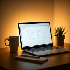 Fototapeta premium desk with laptop