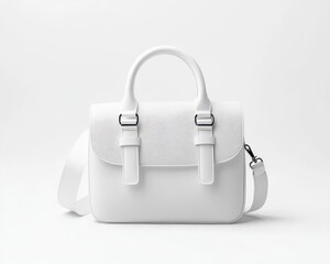 Simple structured satchel bag, isolated on white, clean lines for minimalist fashion style